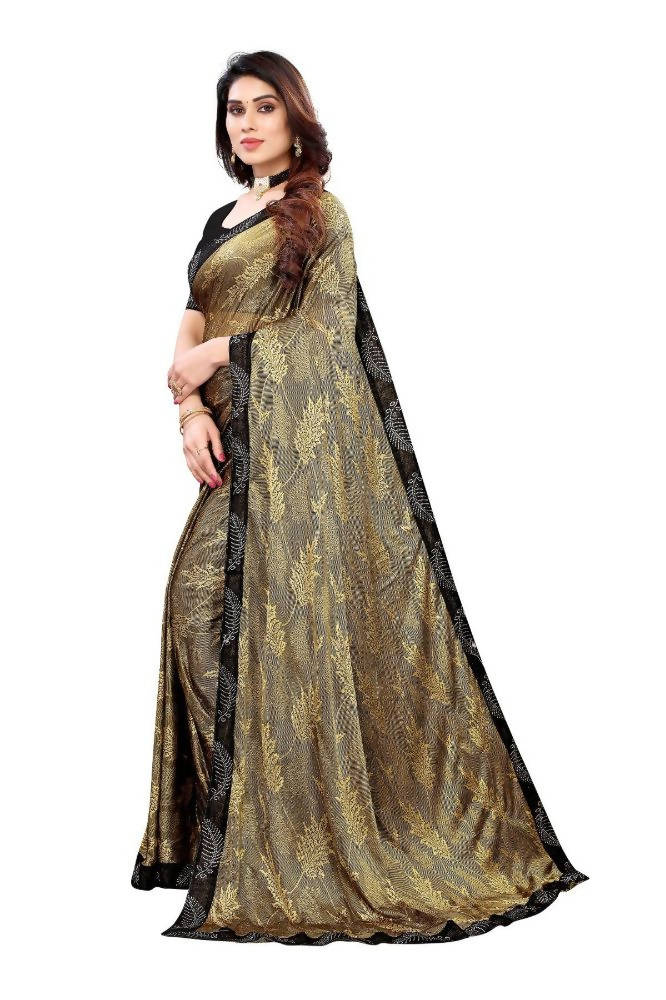 Vamika Golden Malai Silk Embroidery Saree