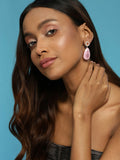 Pink Druzy Quartz & Diamonds Earrings- Ruby Raang