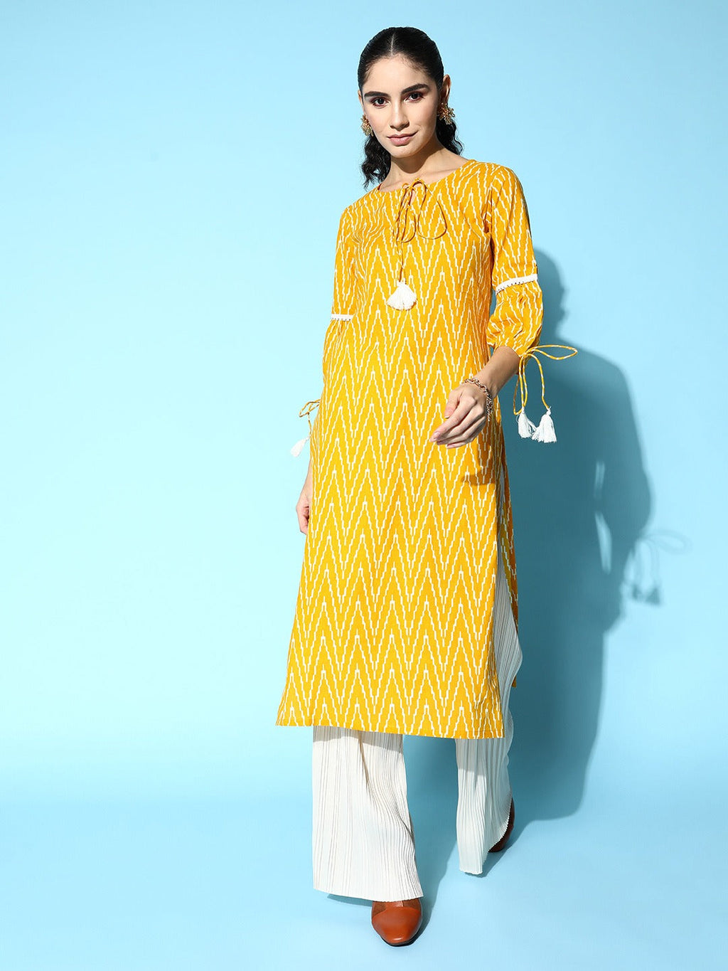 Yufta Yellow Printed Kurta