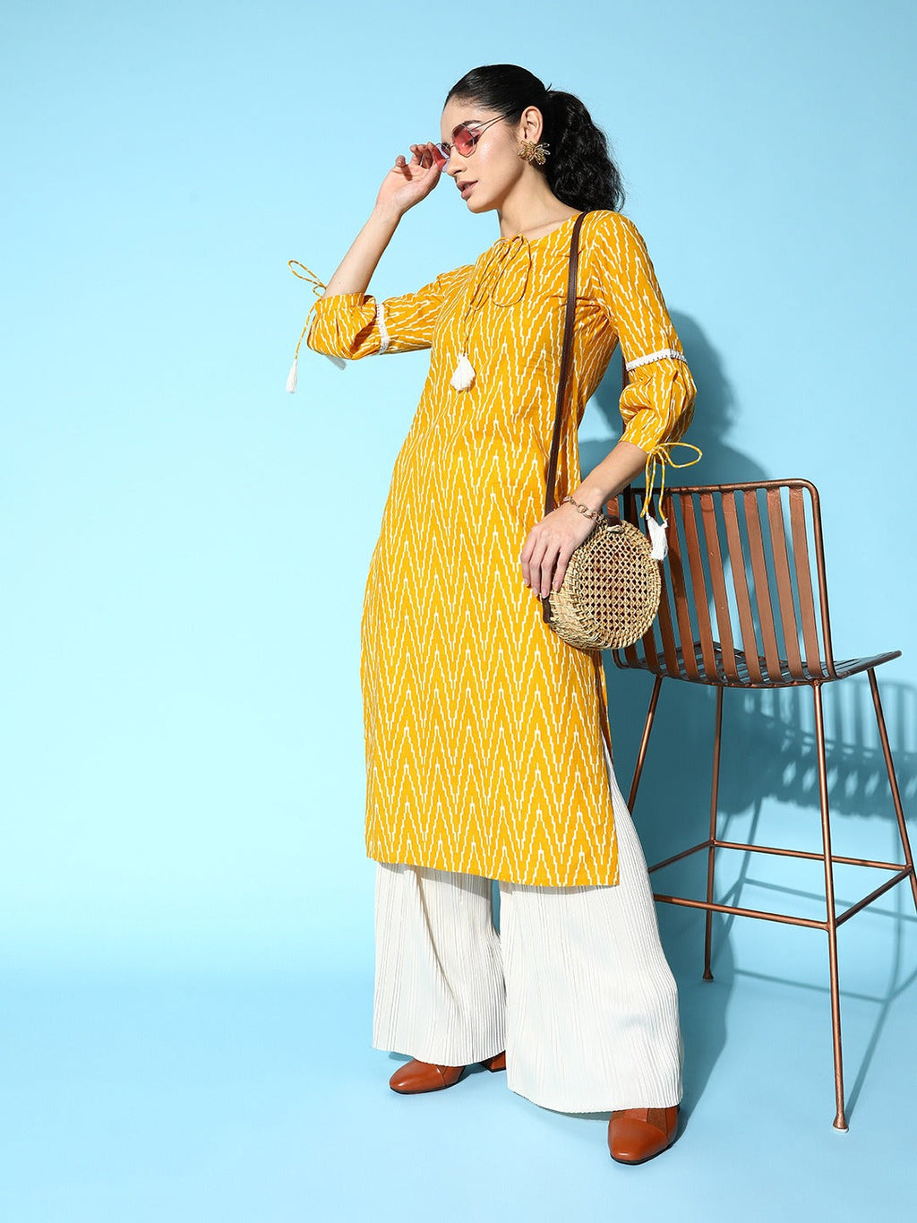 Yufta Yellow Printed Kurta