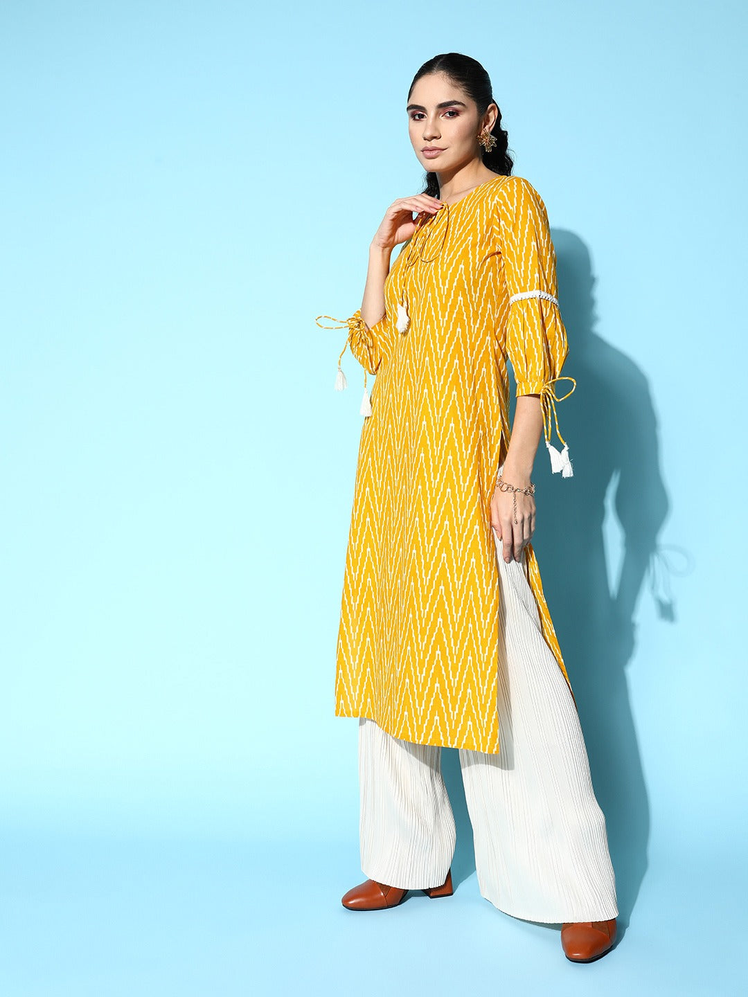 Yufta Yellow Printed Kurta