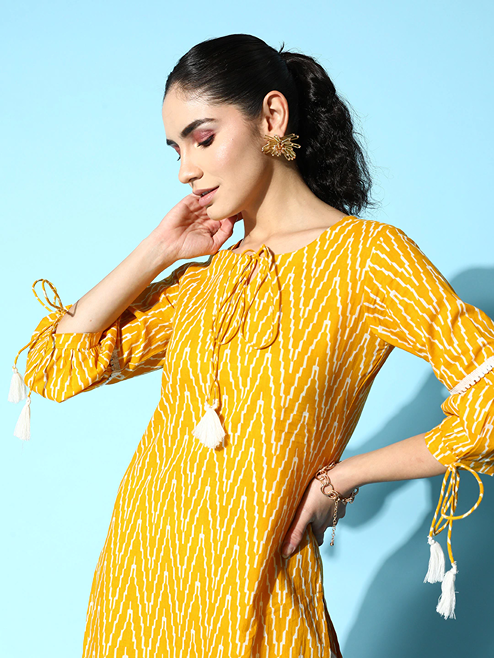 Yufta Yellow Printed Kurta