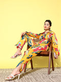 Yufta Yellow and Pink Printed Satin Co-Ords