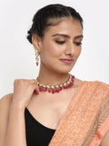 Kundan Choker With Earrings - Ruby Raang