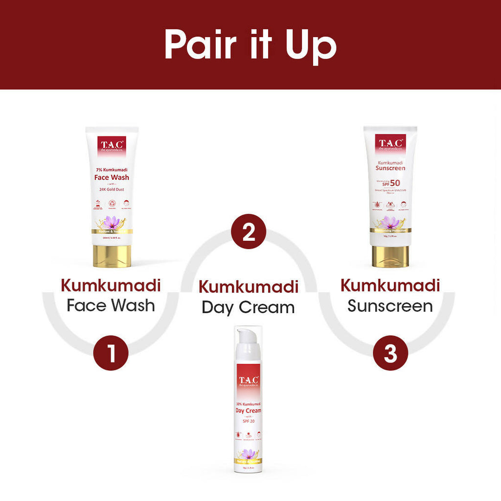 TAC - The Ayurveda Co. Kumkumadi Day Cream for Glowing Skin with SPF 20