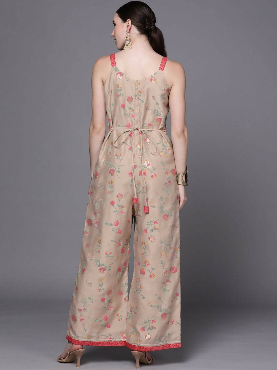 Ahalyaa Women Tan Printed Basic Jumpsuit
