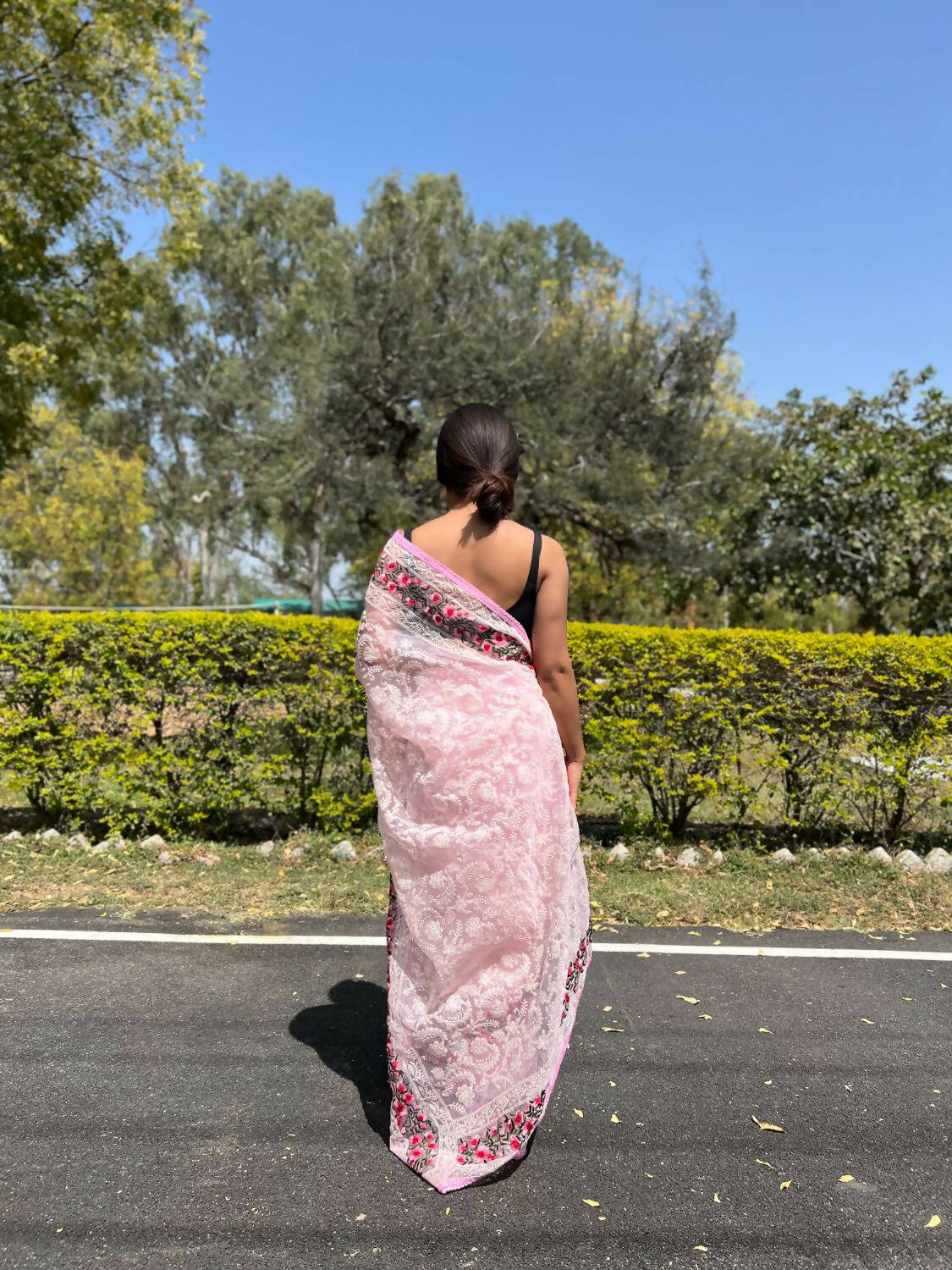 Vamsee Pink Organza Saree