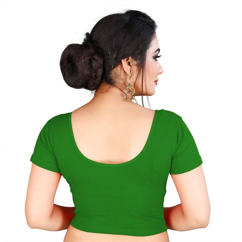 Vamika Green Lycra Plain Blouse