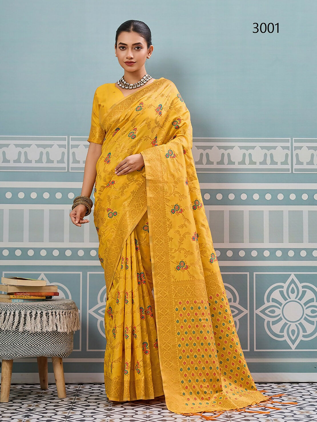 Shree Shyam Fashion Yellow Silk Saree
