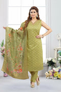 Joban Fashion Jacquard Mehendi Green Color Kurta Set