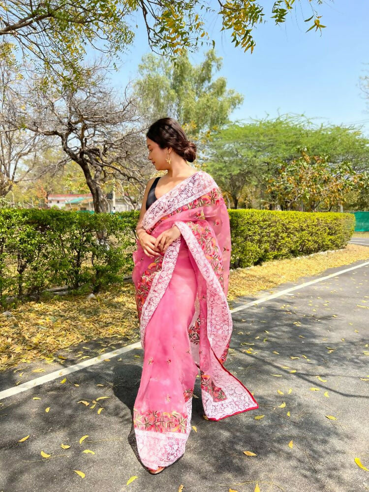 Vamsee Riddhi-Siddhi -1 Pink Organza Saree
