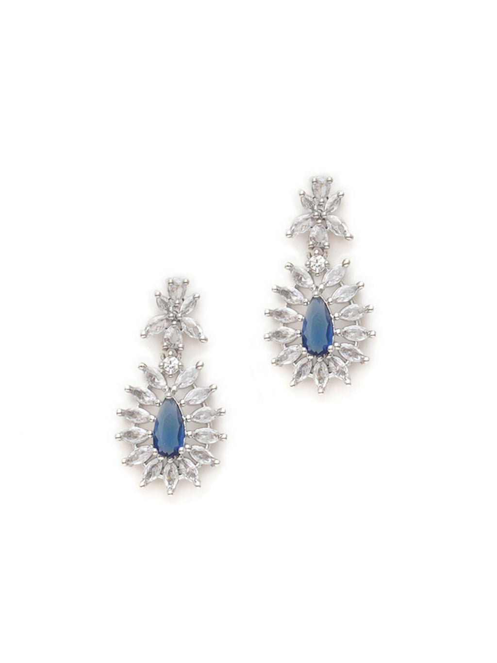 Long kundan earring (Blue) - Ruby Raang