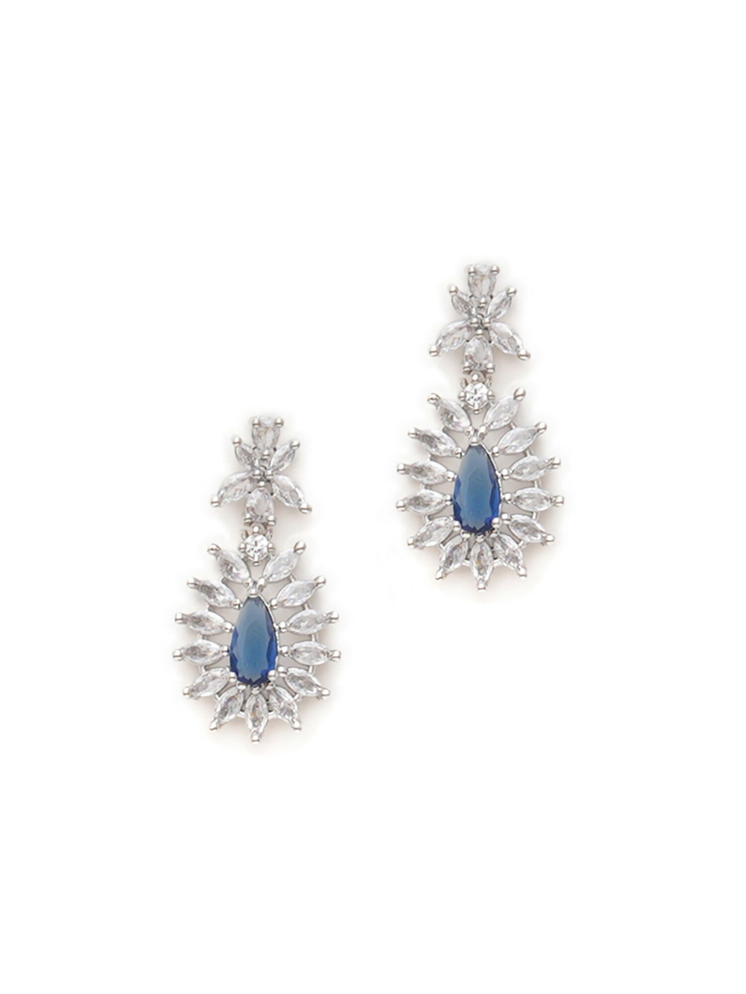 Long kundan earring (Blue) - Ruby Raang