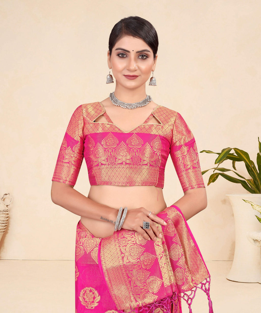 Pink Viscose Weaving Designer Saree - Vandini