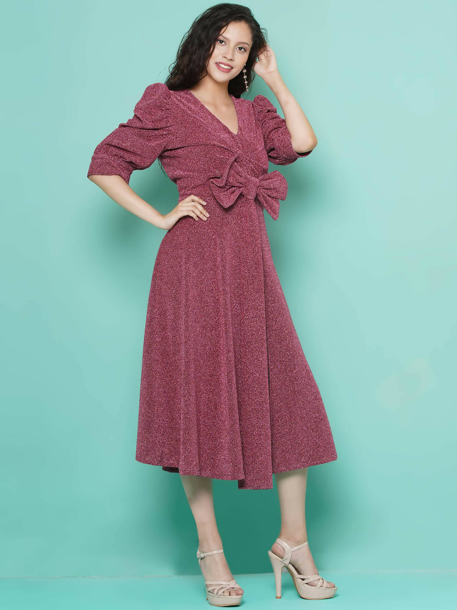 Women Republic Pink Dress with Attached Bow