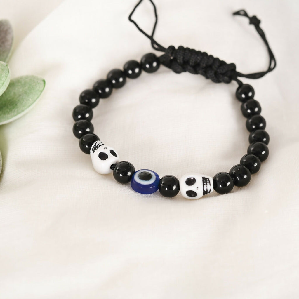 NVR Men & Women Black Evil Eye Adjustable Bracelet