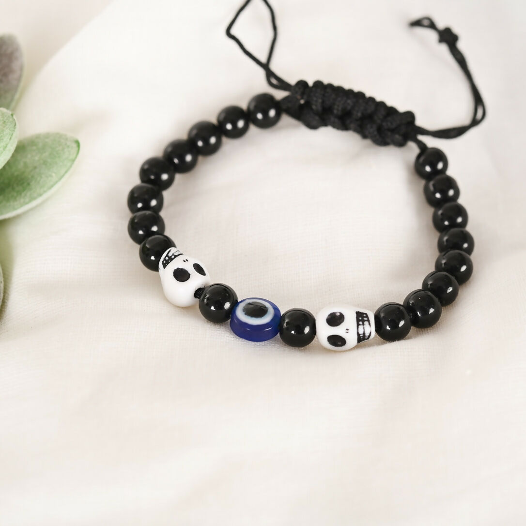 NVR Men & Women Black Evil Eye Adjustable Bracelet