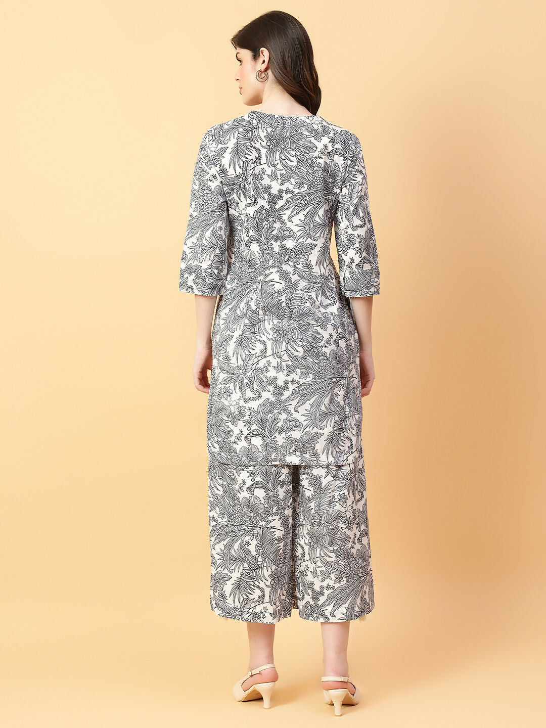 Joban Fashion Grey Cotton Printed & Hand Work Co-ord Set