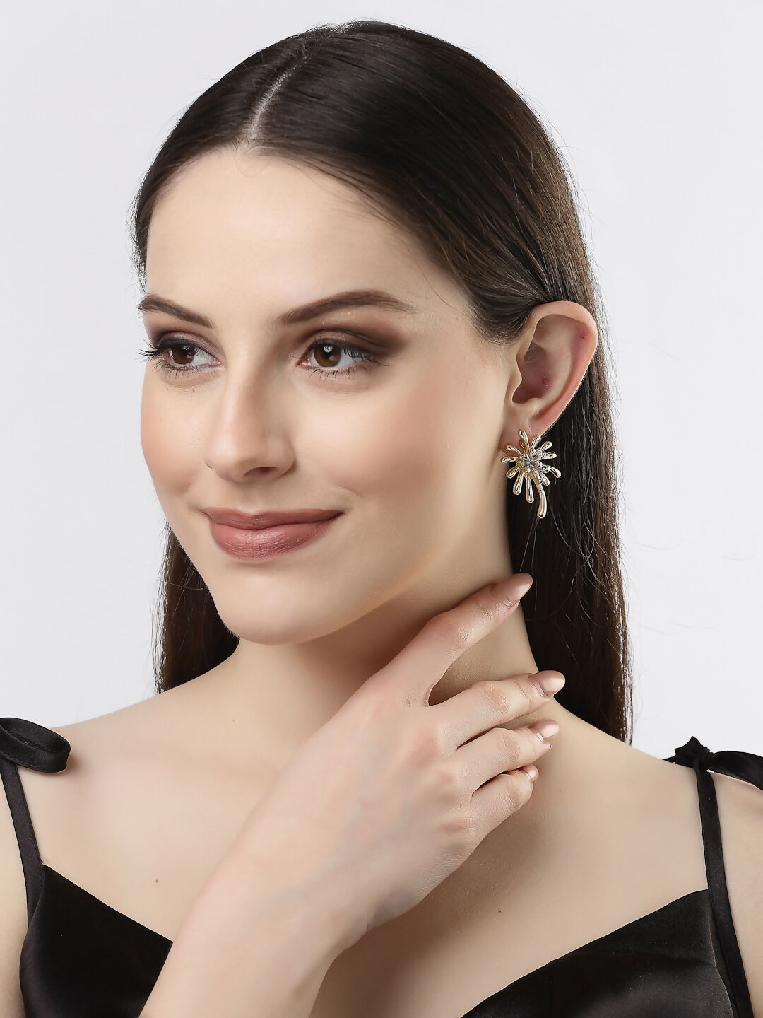 NVR Women Gold-Polished Drop Earrings