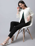 Even Apparels White 100% Viscose Open Front Statement Women's Jacket