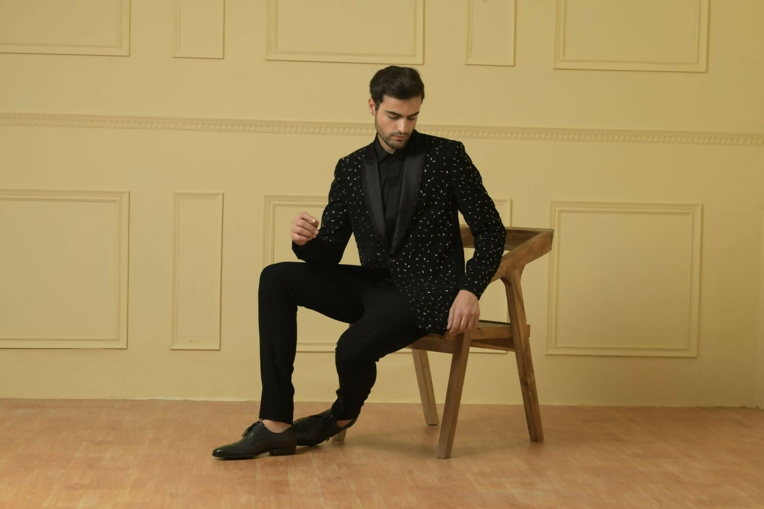 Burgundy Designer Tuxedo With Black Satin Lapels by Hilo Design