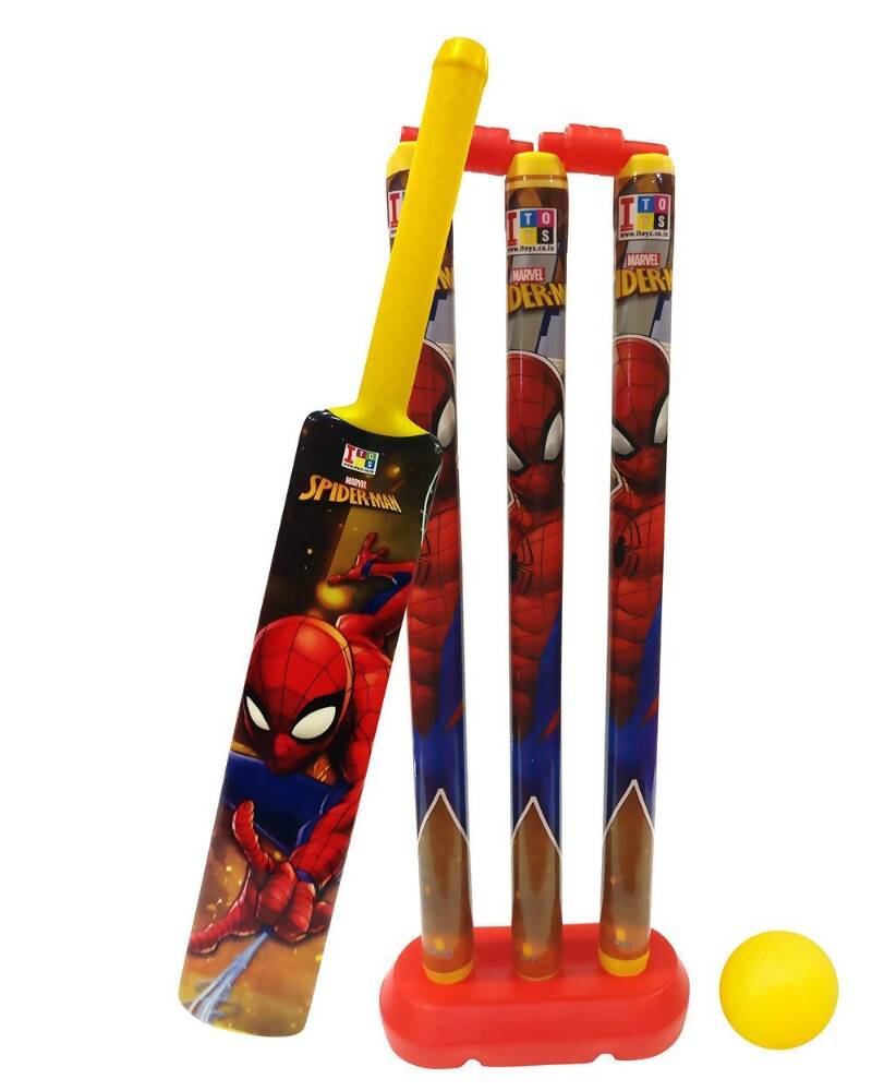 Manaki Enterprise Plastic Spiderman Cricket Kit (Multicolour)