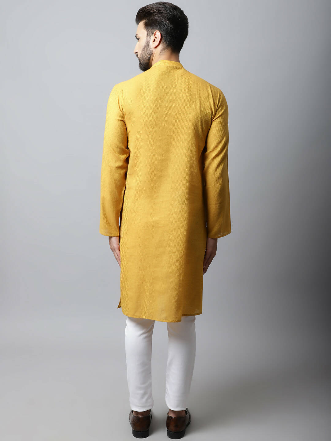 Even Apparels Yellow Color Pure Cotton Men's Kurta With Side Placket (SLD1192)