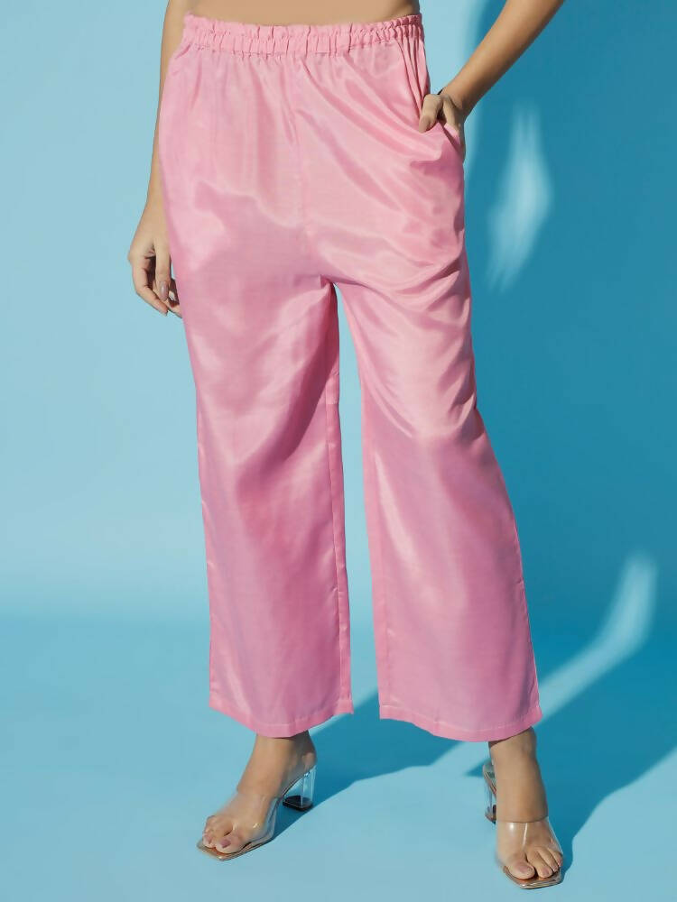 Myshka Women Pink Printed Kurta & Trousers With Dupatta