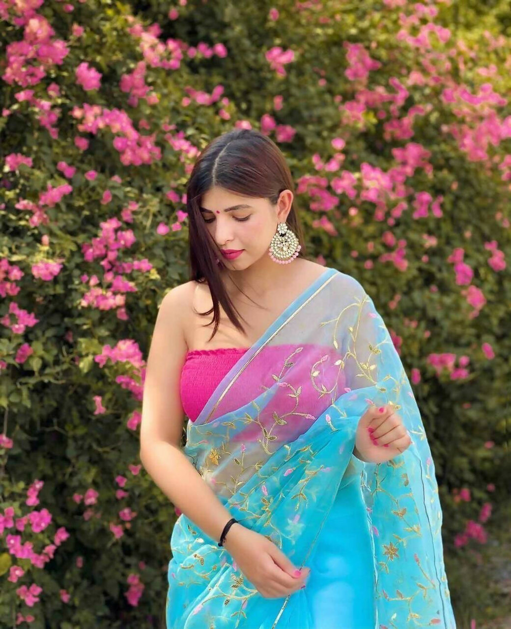 Vamsee Maya Jal Blue Organza Saree