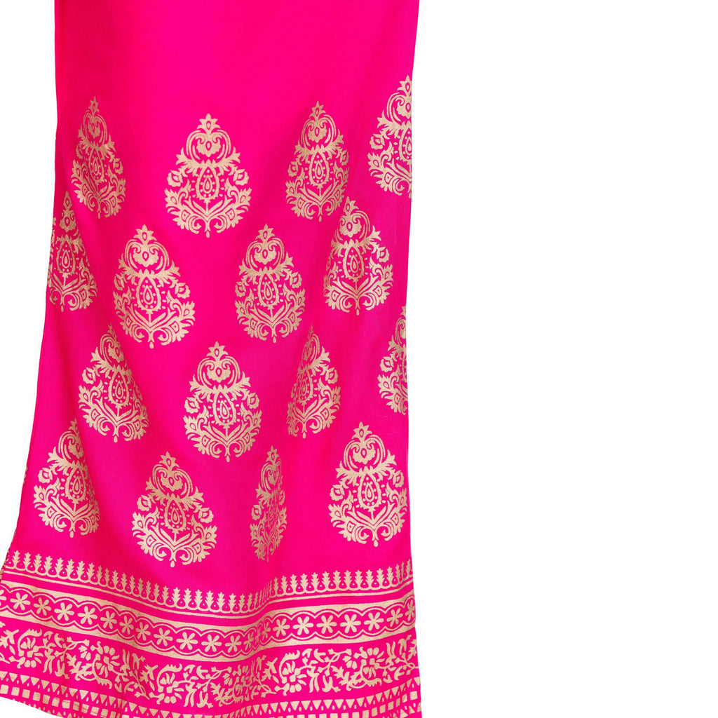 PAVONINE Rani Color Golden Printed Rayon Fabric Sharara For Women & Girls