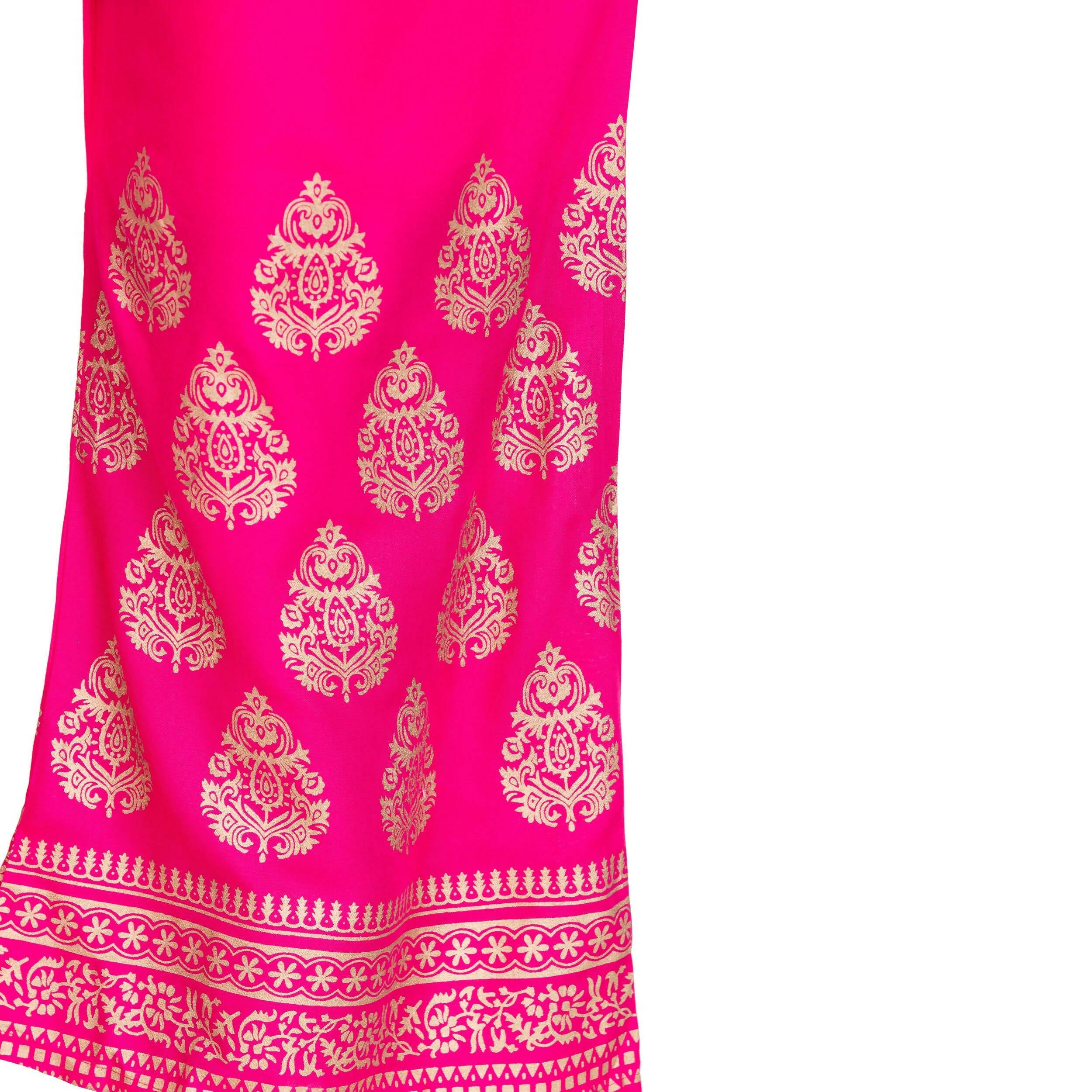 PAVONINE Rani Color Golden Printed Rayon Fabric Sharara For Women & Girls