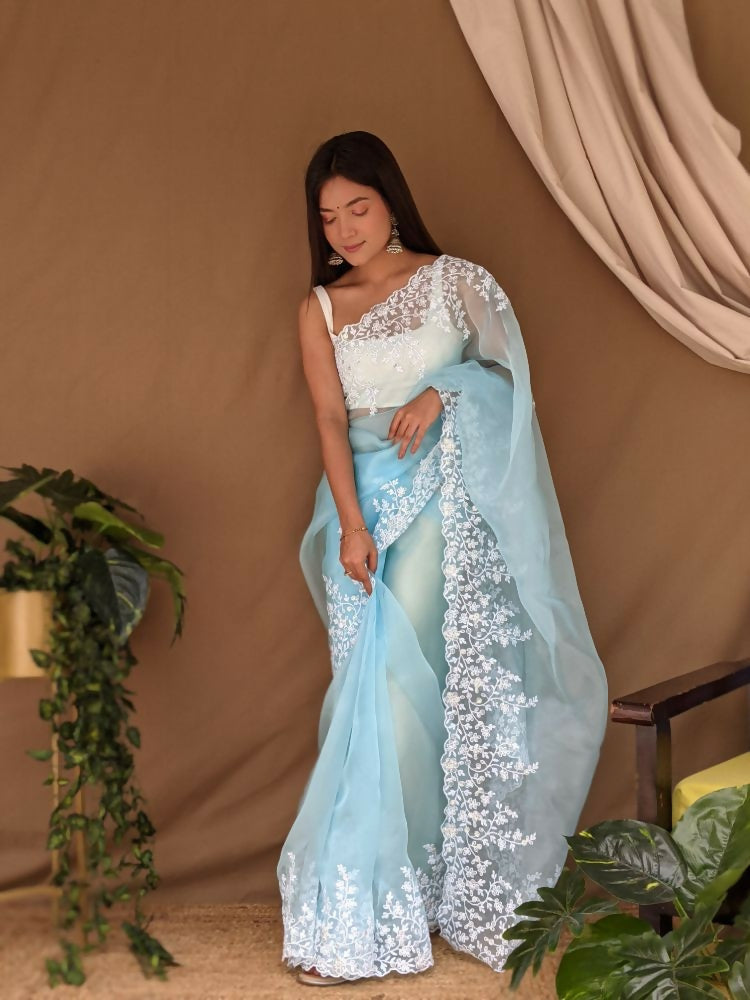 Vamsee Sai Pallavi Sky Organza Saree