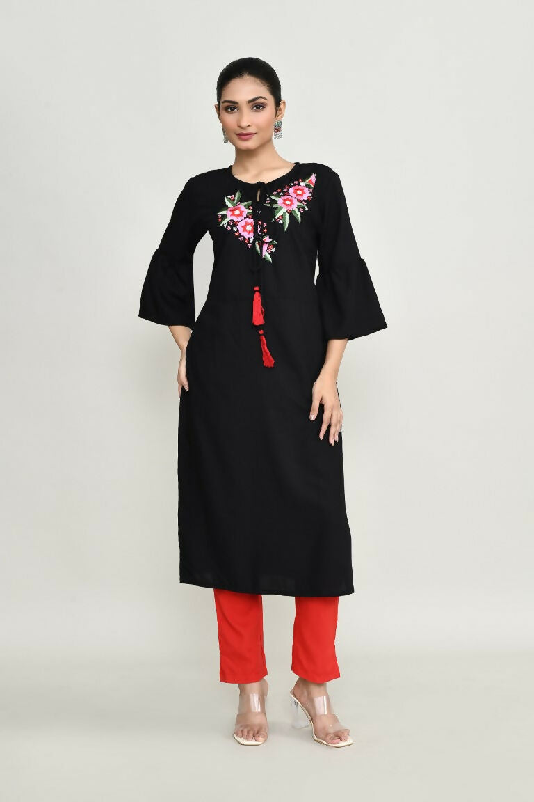 Joban Fashion Black Rayon Kurta Set