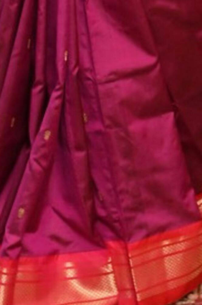 Very Much Indian Pure Silk Paithani With Most Magenta With Contrast Pink