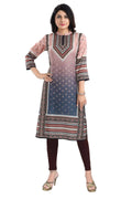 Snehal Creations Pinky Peach Designer Digital Print Masleen Fabric Long Kurti Tunic