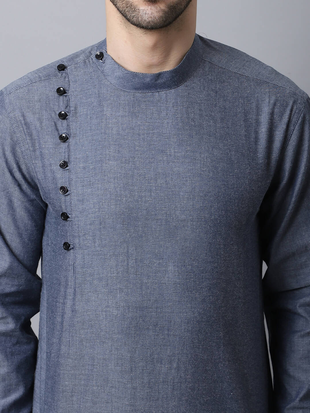 Even Apparels Grey Pure Cotton Men's Kurta With Side Placket