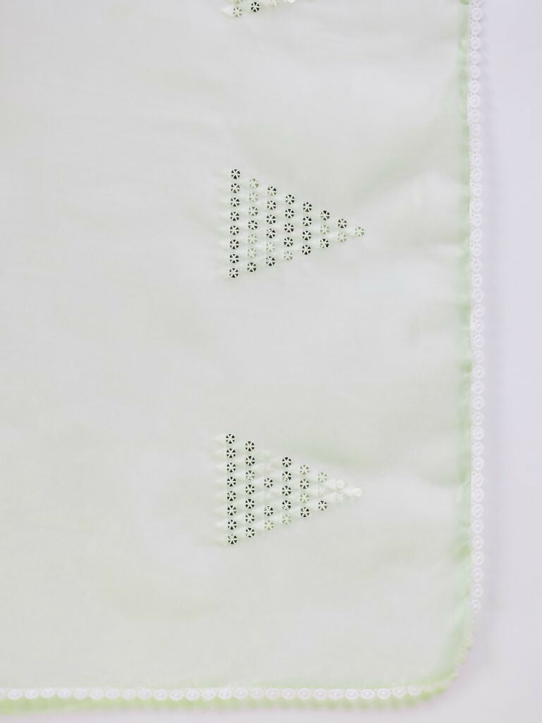 Green Tissue Slub Embroidered Saree with Unstitched Blouse - Vairagi