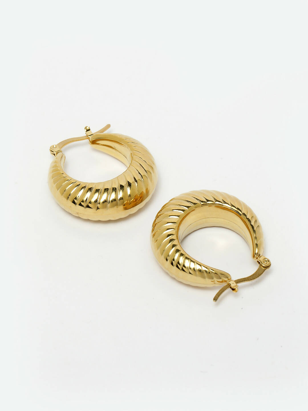 NVR Women Gold Circular Hoop Earrings