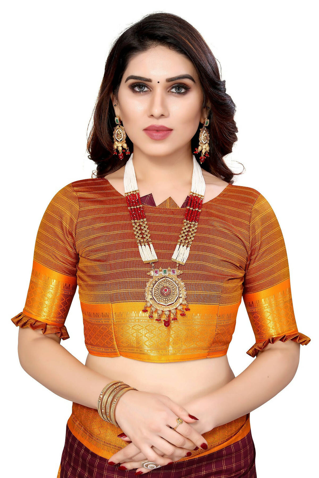 Vamika Weaving Maroon Cotton Silk Saree (BHAVINI MAROON)