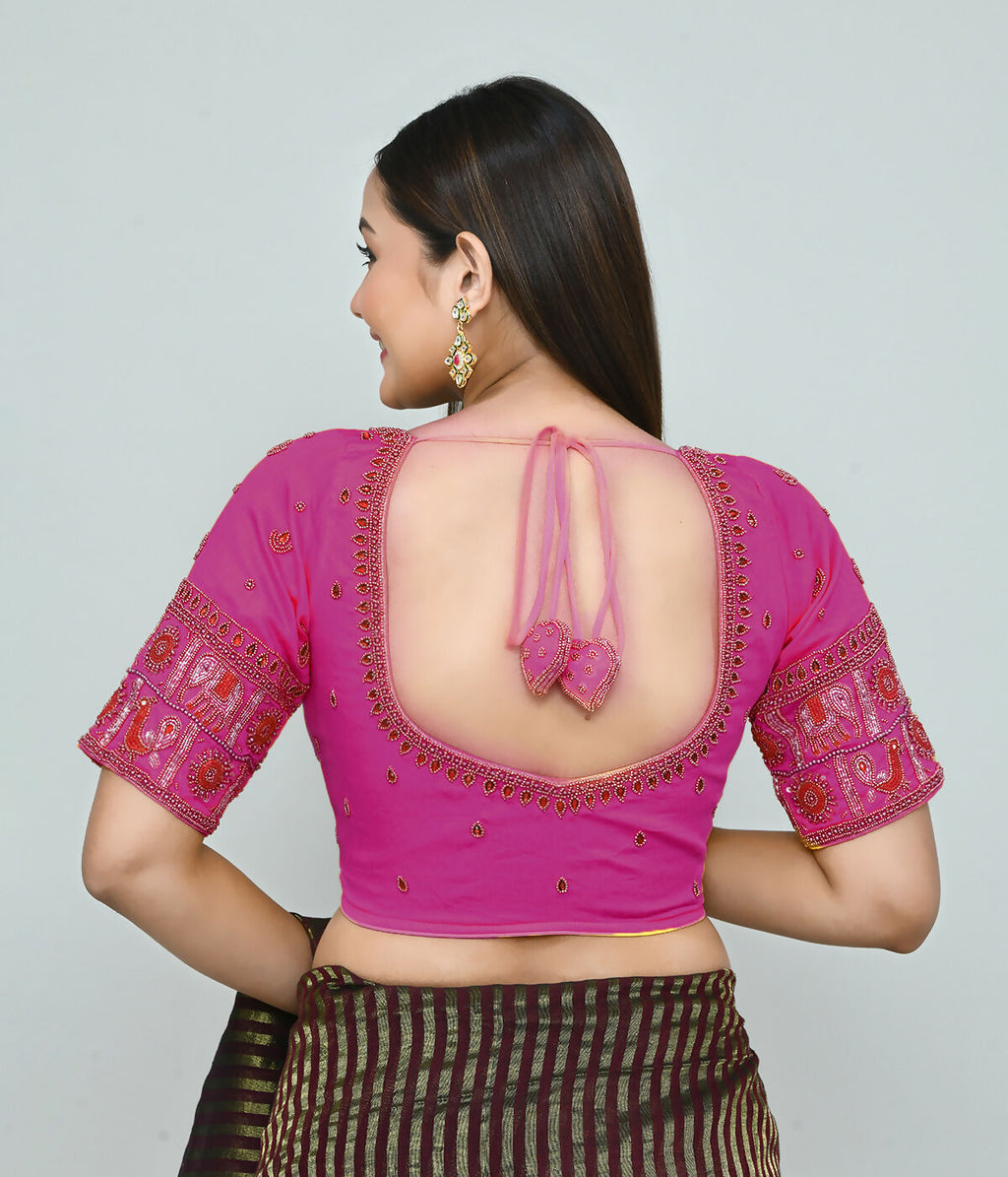Joban Fashion Women's Pink Embroidered Stitched Blouse
