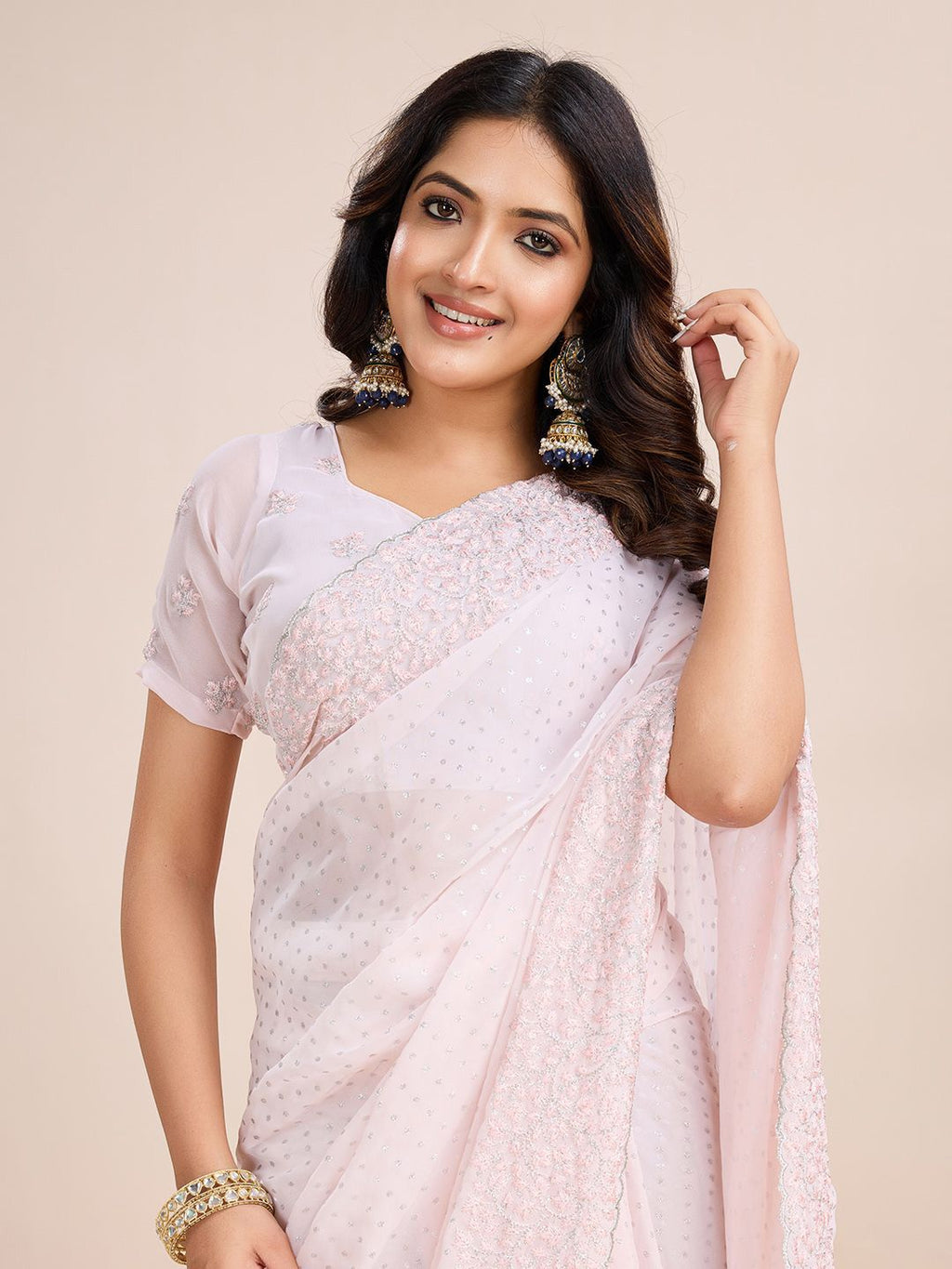 kasee Embellished Poly Georgette Ready to Wear Saree