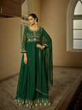 Green Heavy Faux Georgette Anarkali Embroidered Kurta Set - Dhvani