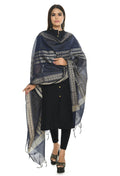 Mominos Fashion Moeza Handloom Cotton Navy Blue Dupatta