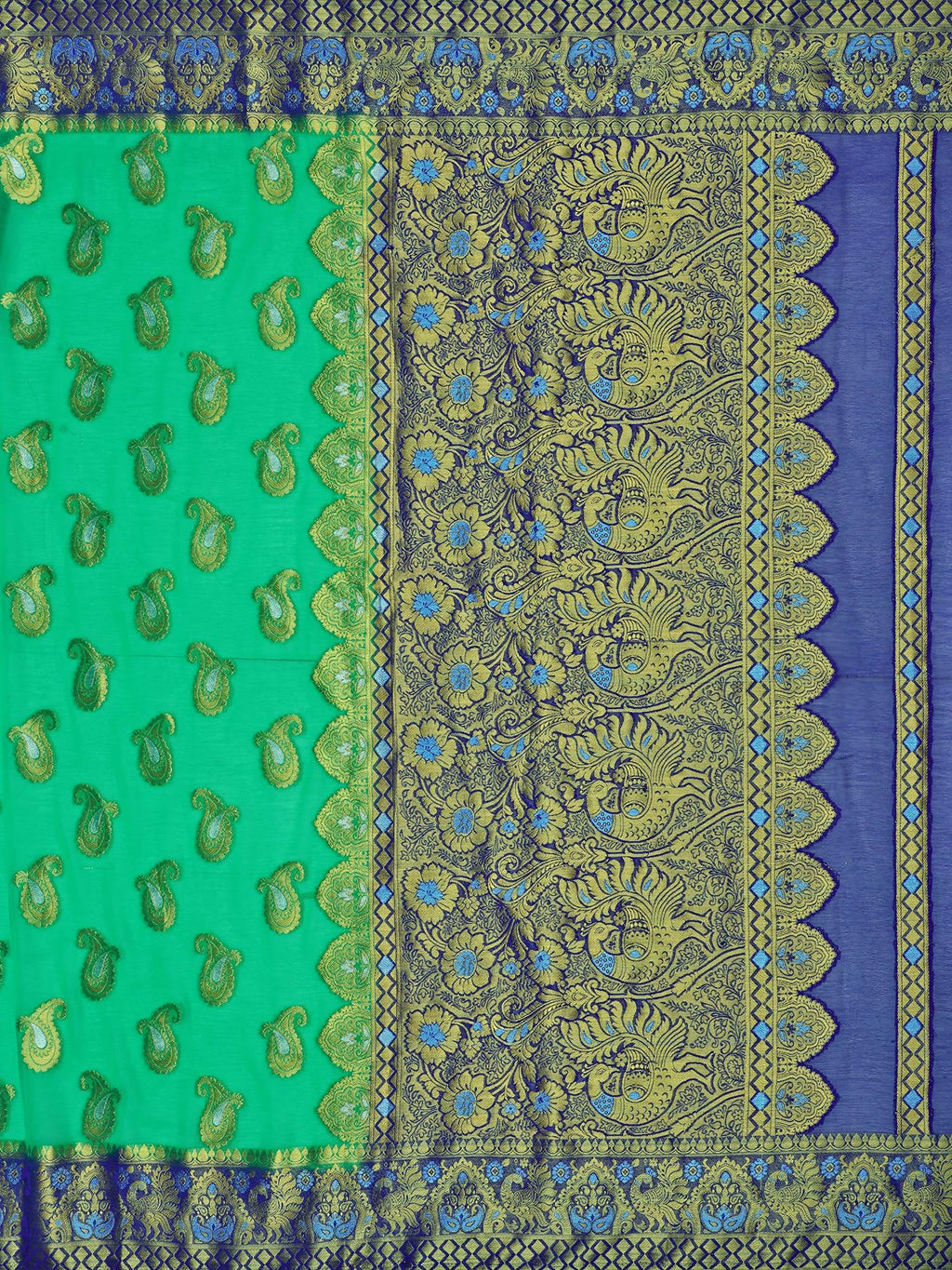 Mimosa Women's Green Banarasi Chiffon Saree