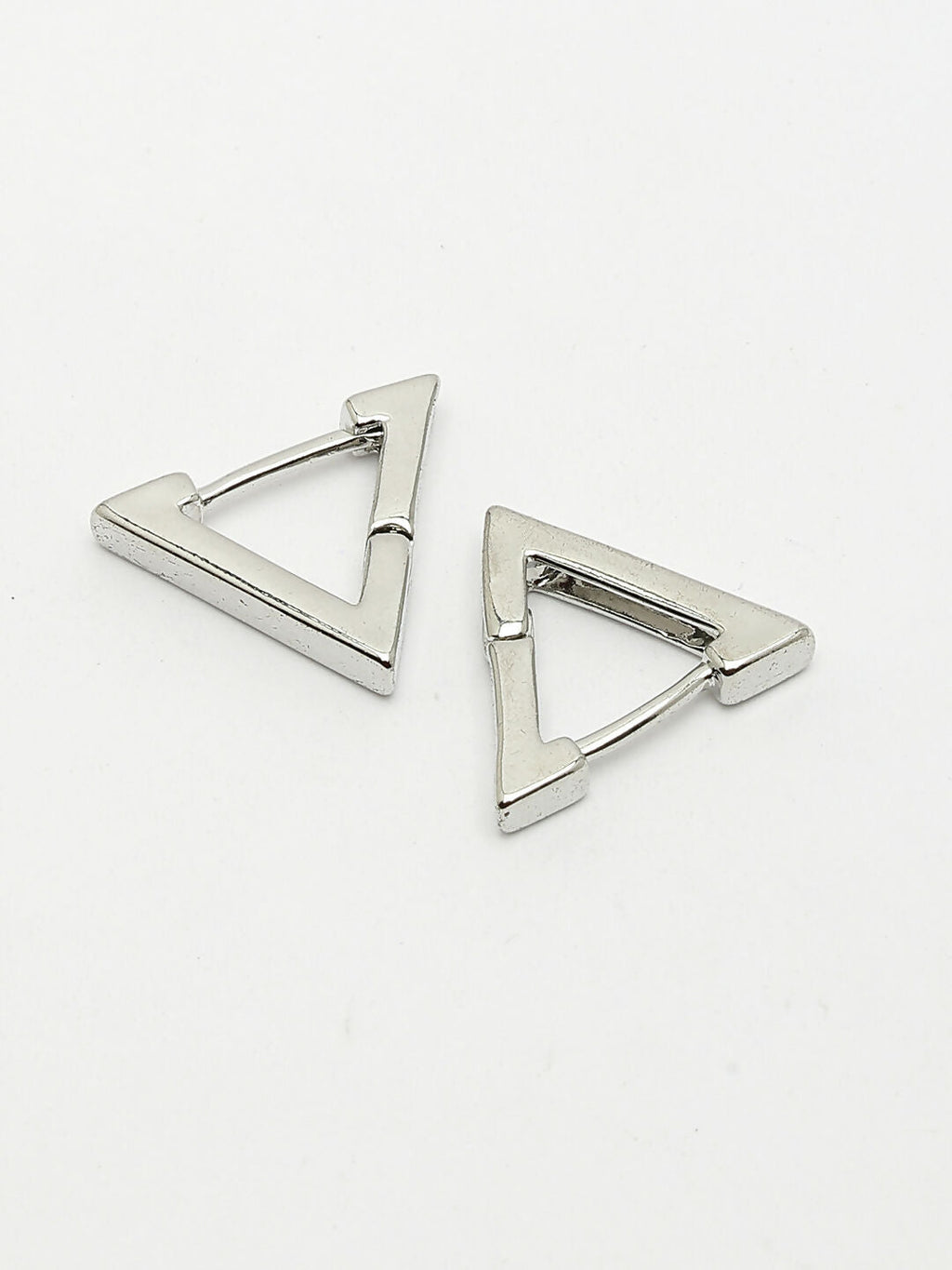 NVR Men's Silver-Plated Geometric Shape Stainless Steel Studs Earring