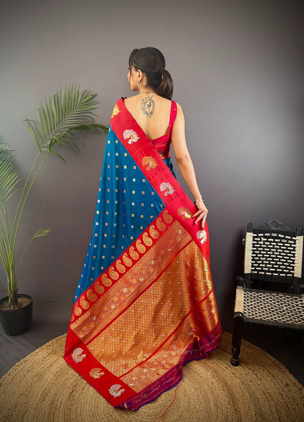 Joban Fashion Rani Pink Butti Banarasi Silk Sarees