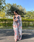Vamsee Sia Grey Organza Saree