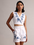 Zaccai Women's White Cambric Embroidered Co-Ords