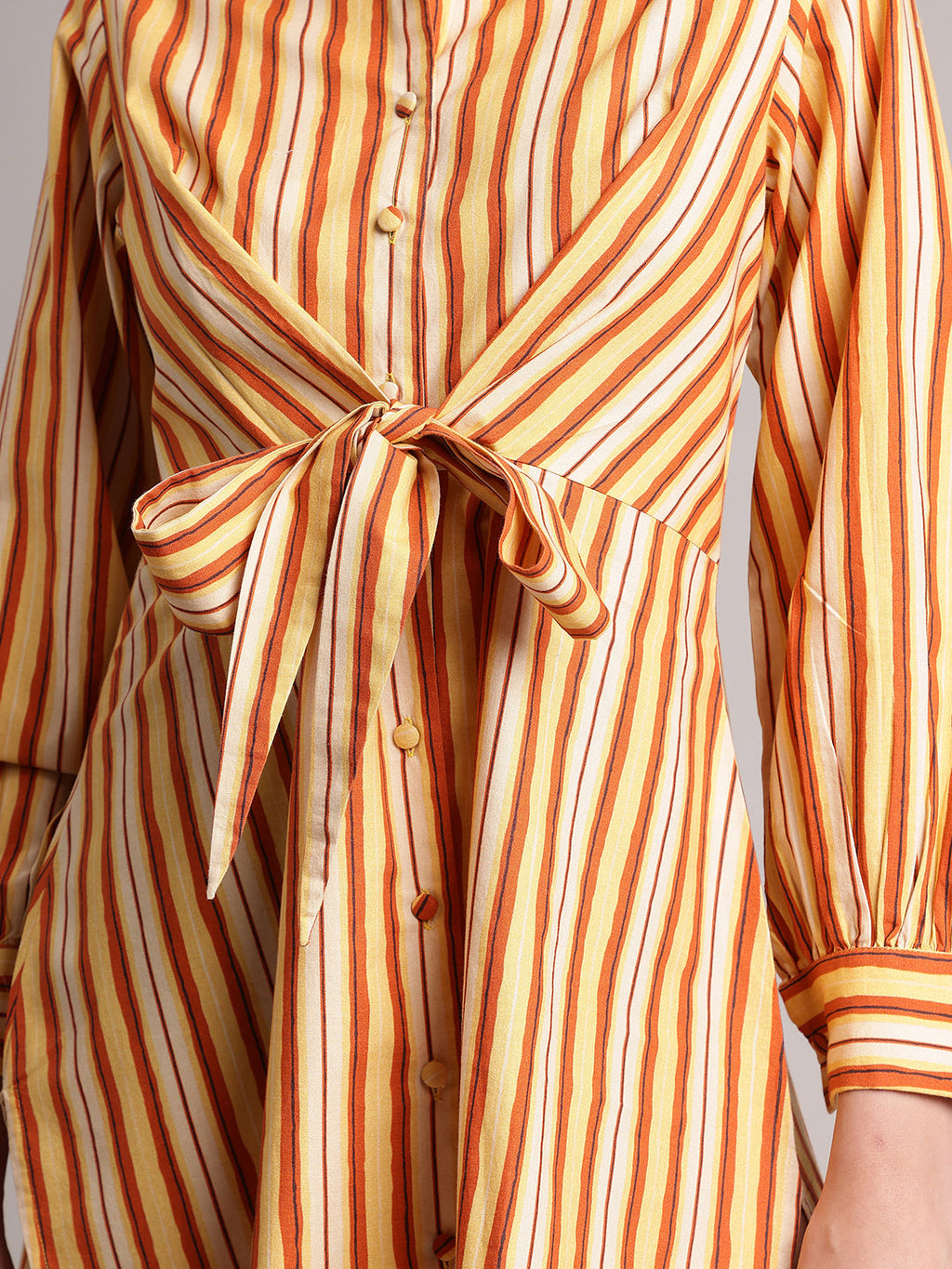 Zaccai Women's Yellow Poplin Striped Dress