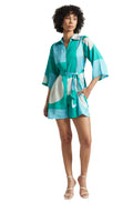 Zaccai Women's Mint Satin Colourblocked Jumpsuit